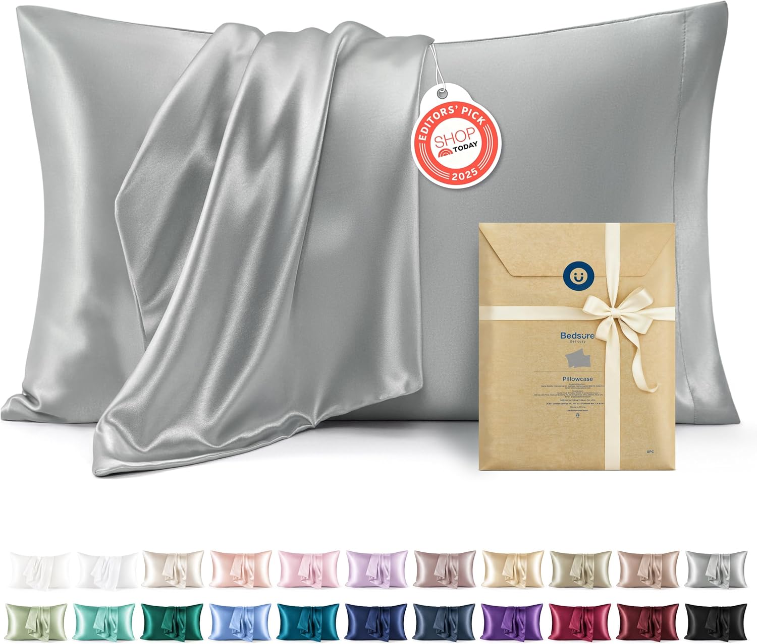 Bedsure Satin Pillowcase, satin pillowcase queen size, silk like pillowcase, cooling pillowcase set, satin pillow covers, hair care pillowcase, anti frizz pillowcase, smooth skin pillowcase, envelope closure pillowcase, vegan silk pillowcase, luxury satin bedding, queen pillowcase set, silver grey pillowcase, bedroom decor gifts, soft satin pillow sham